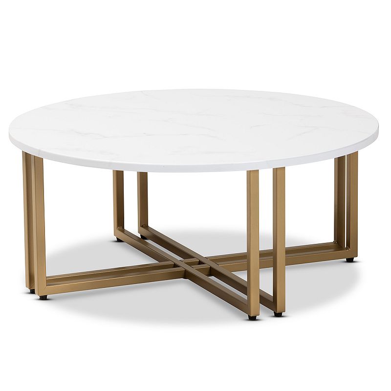 Baxton Studio Maeve Faux Marble Coffee Table, White