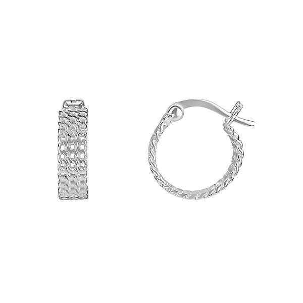 PRIMROSE Sterling Silver Triple Chain Link Hoop Earrings