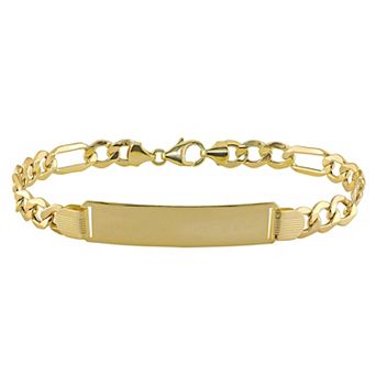 Stella Grace Men's 10k Gold Figaro Link ID Bracelet