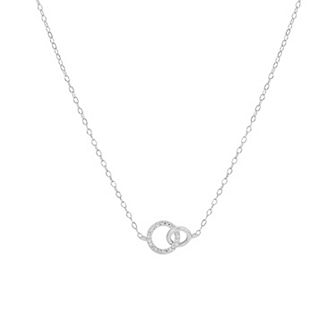 PRIMROSE Sterling Silver Cubic Zirconia Interlocking Circle Necklace