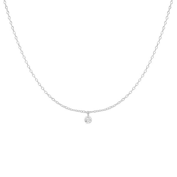 PRIMROSE Sterling Silver Cubic Zirconia Cable Chain Choker Necklace