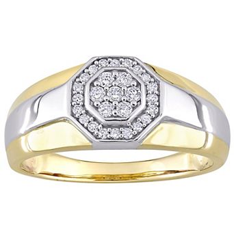Stella Grace Men's 10k Gold Two Tone 1/4 Carat T.W. Diamond Octagonal Ring