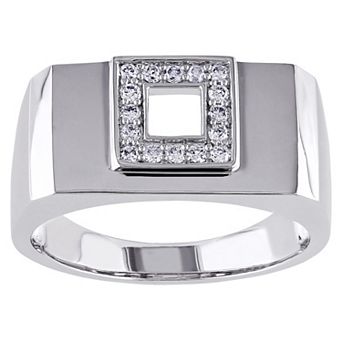 Stella Grace Men's 14k White Gold 1/5 Carat T.W. Diamond Square Ring