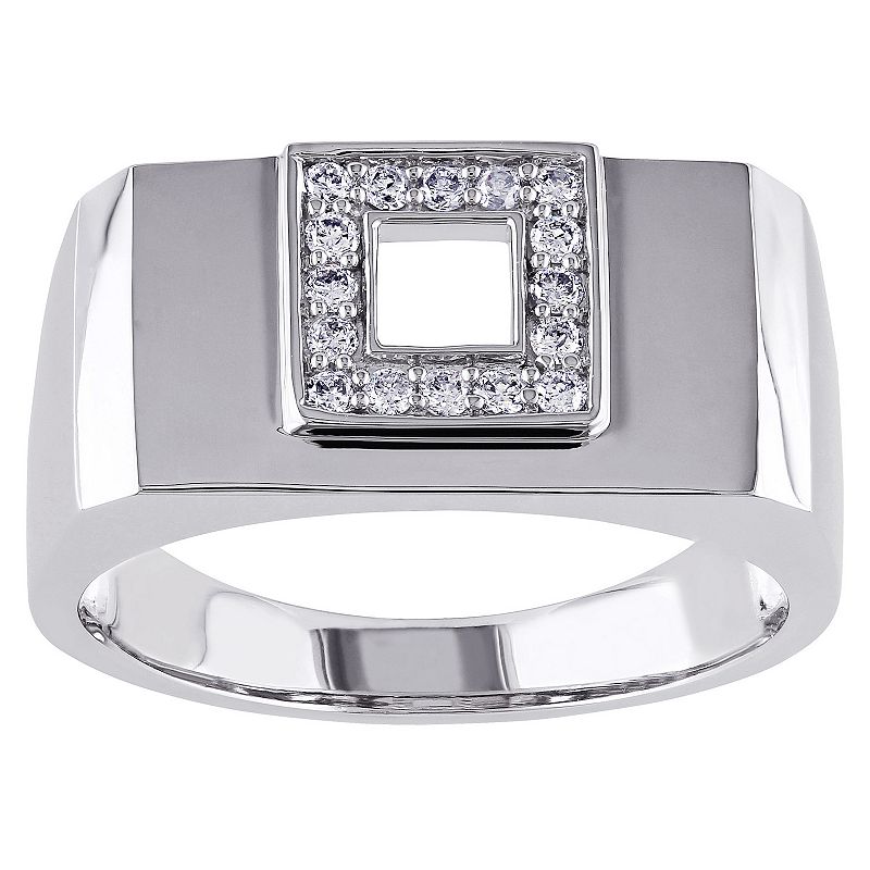 Stella Grace Mens 14k White Gold 1/5 Carat T.W. Diamond Square Ring, Size: