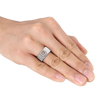 Stella Grace Men's 14k White Gold 1/5 Carat T.W. Diamond Square Ring