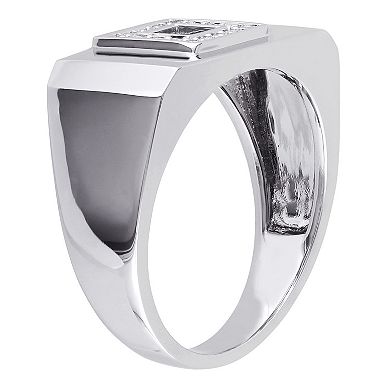 Stella Grace Men's 14k White Gold 1/5 Carat T.W. Diamond Square Ring
