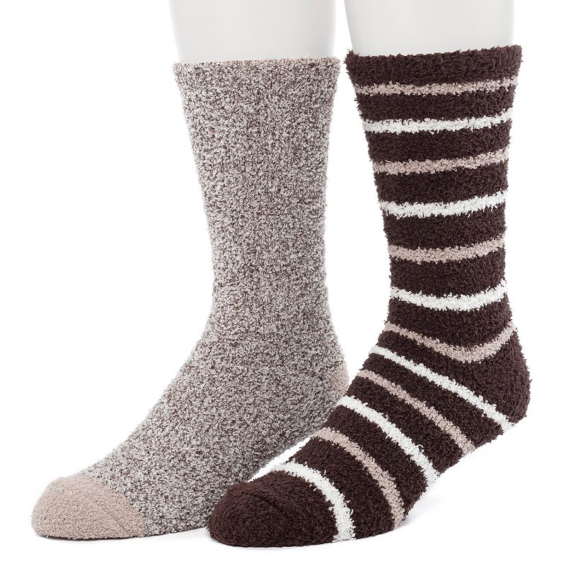 Mens ClimateSmart by Cuddl Duds 2-Pack Skinny Stripe Cozy Crew Socks, Size