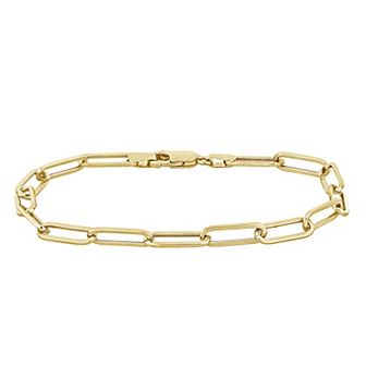 Stella Grace Men's 14k Gold Polished Paper Clip Chain Bracelet
