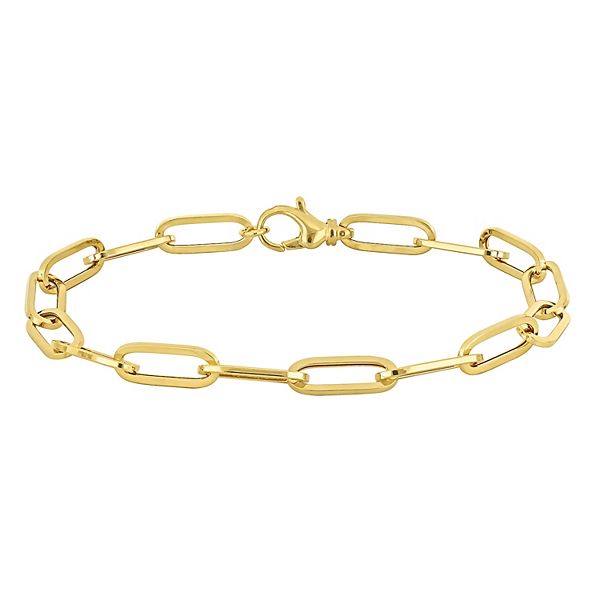 Stella Grace Men's 14k Gold Polished Paper Clip Chain Bracelet