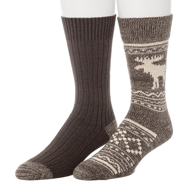 Men's ClimateSmart by Cuddl Duds 2Pack Moose Stripe Crew Socks