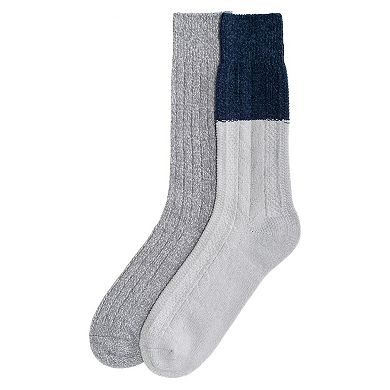 Men's ClimateSmart by Cuddl Duds 2-Pack Cable Colorblock Crew Socks