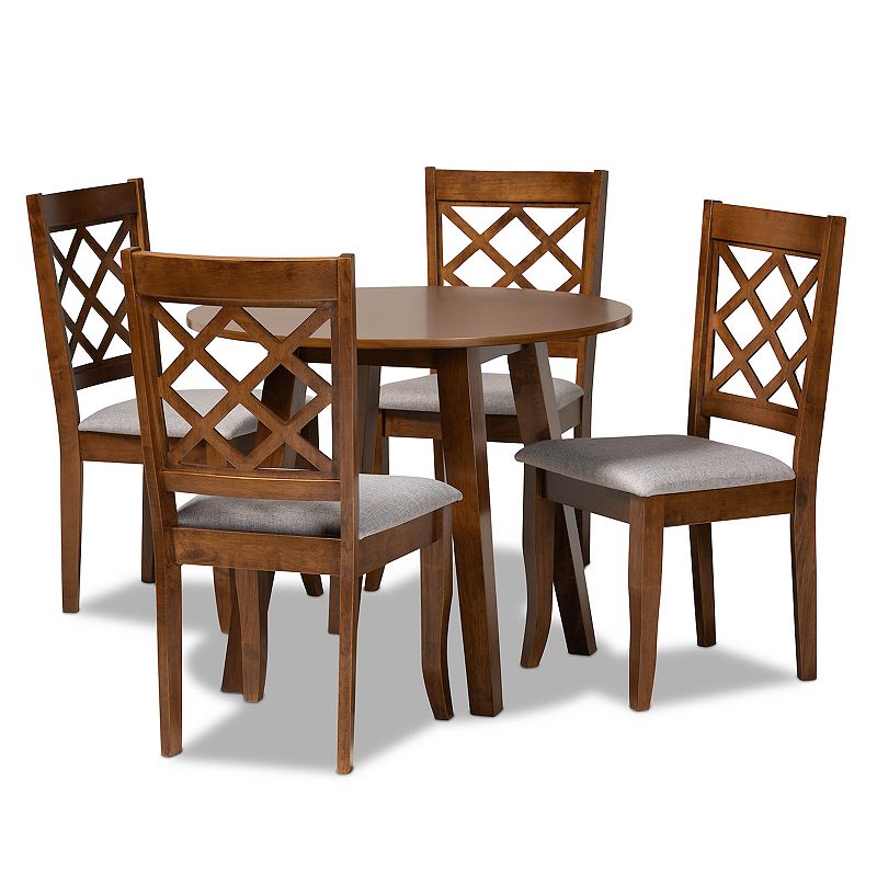 Baxton Studio Adara Dining Table & Chair 4-piece Set, Grey