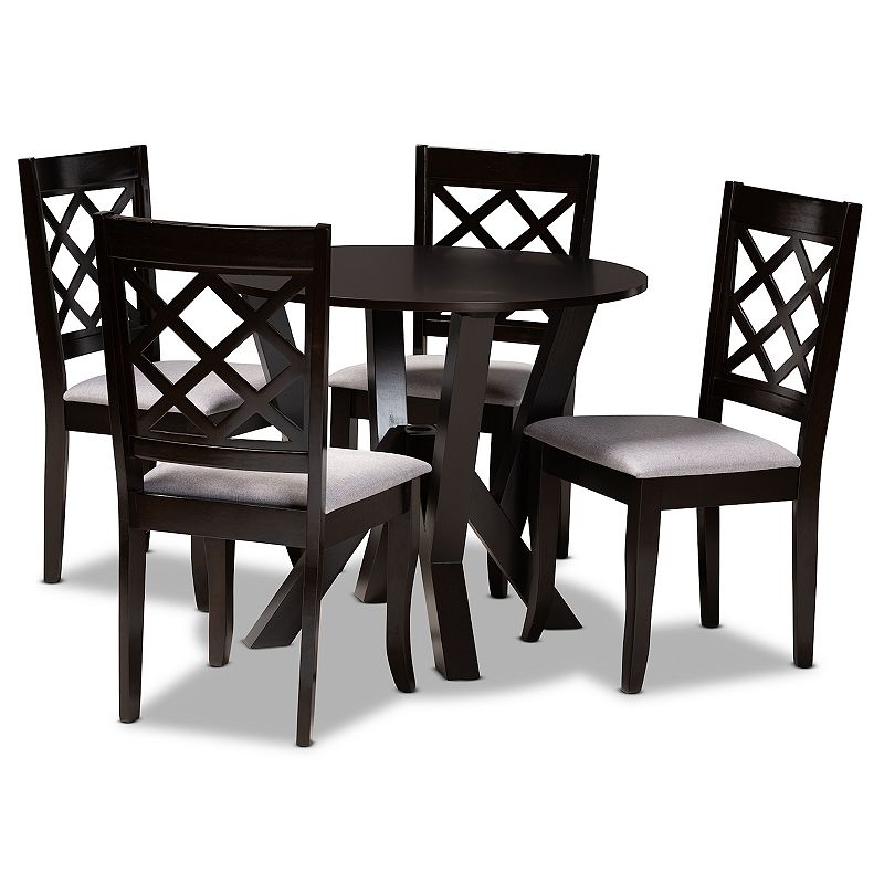 Baxton Studio Adina Dining Table & Chair 5-piece Set, Grey