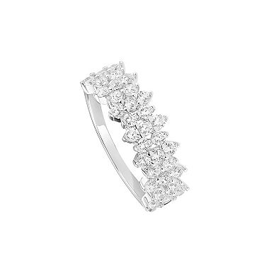 PRIMROSE Sterling Silver Cubic Zirconia Cluster Band Ring