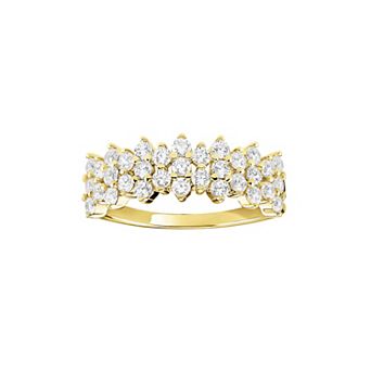 PRIMROSE Sterling Silver Cubic Zirconia Cluster Band Ring