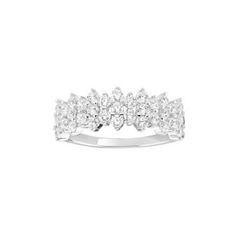 PRIMROSE Sterling Silver Cubic Zirconia Cluster Band Ring