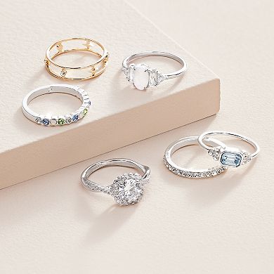 PRIMROSE Sterling Silver Cubic Zirconia & Opal Ring