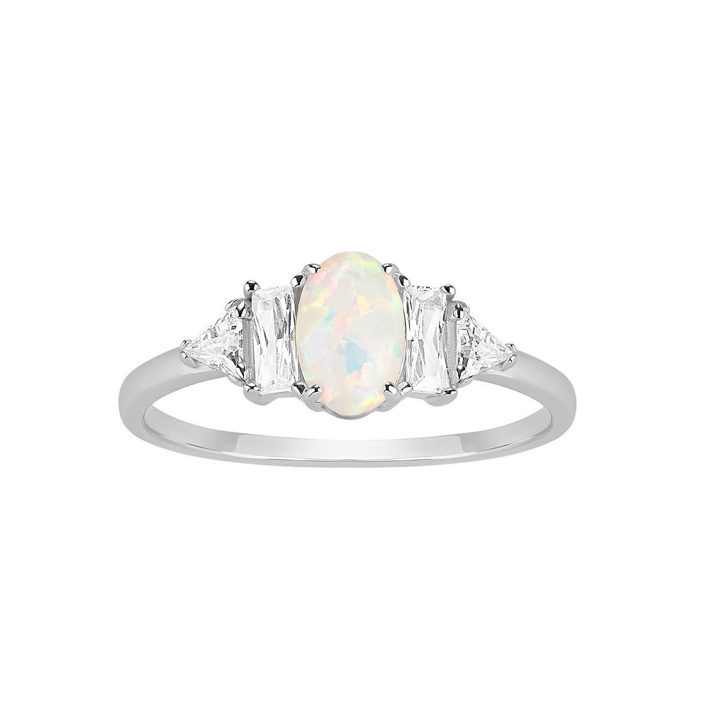 PRIMROSE Sterling Silver Cubic Zirconia Opal Ring
