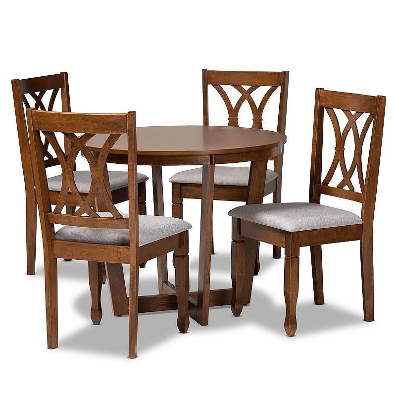 Baxton Studio Aggie Dining Table & Chair 5-piece Set, Grey