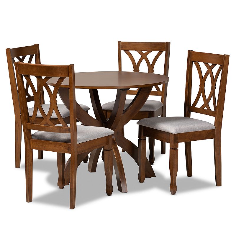 Baxton Studio April Dining Table & Chair 5-piece Set, Grey