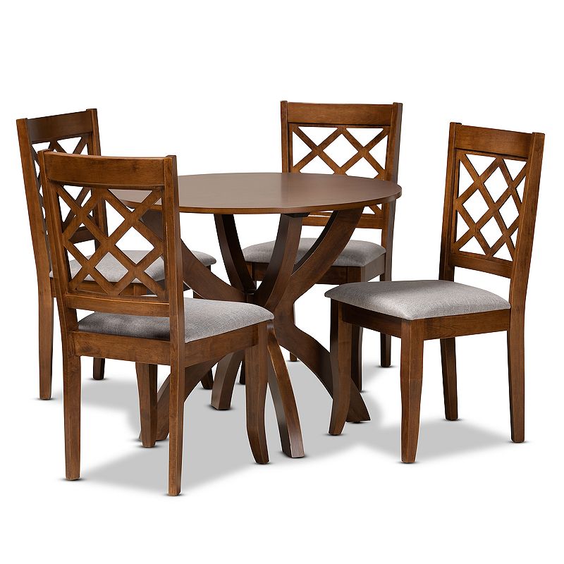 Baxton Studio Beth Dining Table & Chair 5-piece Set, Grey