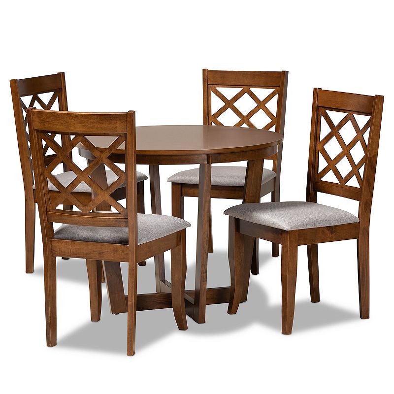 Baxton Studio Dayna Dining Table & Chair 5-piece Set, Grey