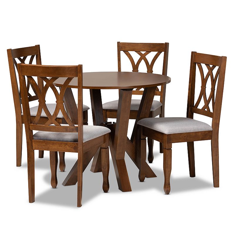 Baxton Studio Irene Dining Table & Chair 5-piece Set, Grey