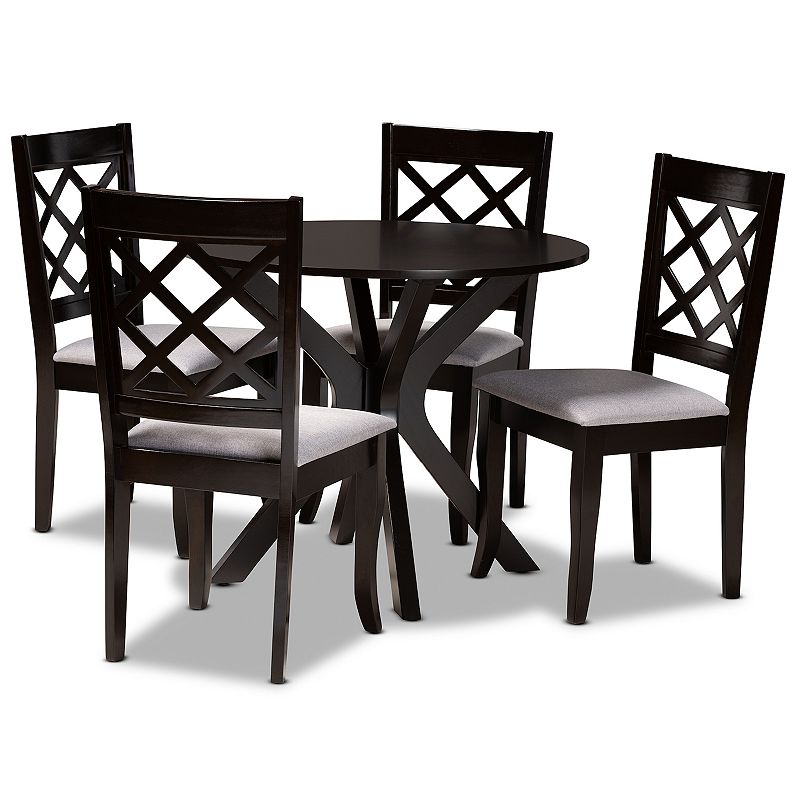 Baxton Studio Jana Dining Table & Chair 5-piece Set, Grey