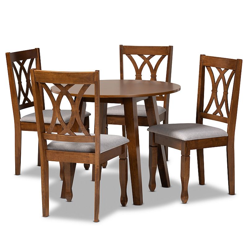 Baxton Studio Leon Dining Table & Chair 5-piece Set, Grey