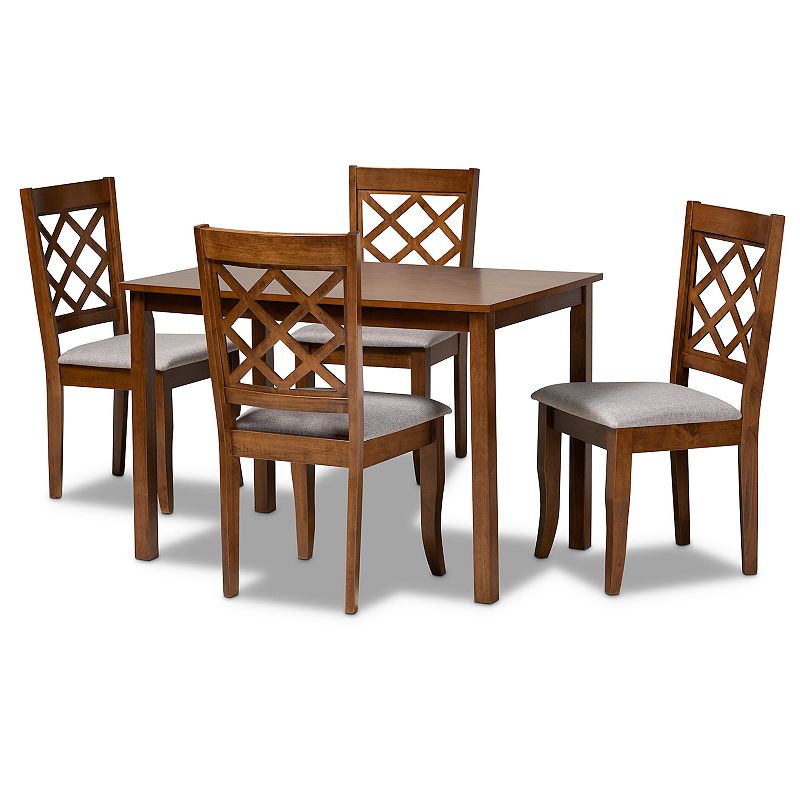 Baxton Studio Sari Dining Table & Chair 5-piece Set, Grey