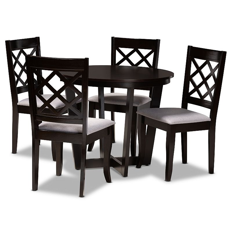 Baxton Studio Selby Dining Table & Chair 5-piece Set, Grey