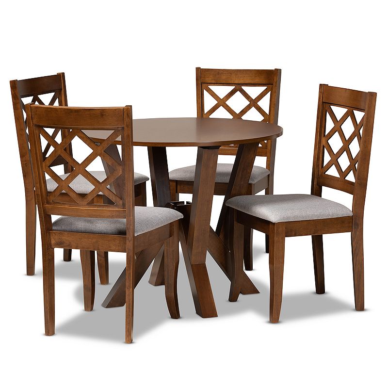 Baxton Studio Zoe Dining Table & Chair 5-piece Set, Grey