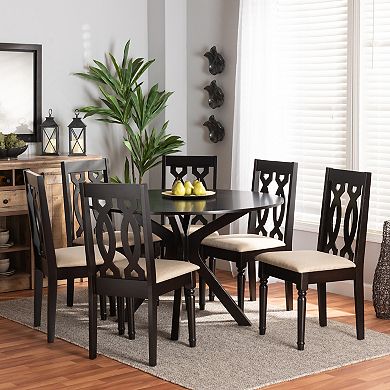 Baxton Studio Callie Dining Table & Chair 7-piece Set