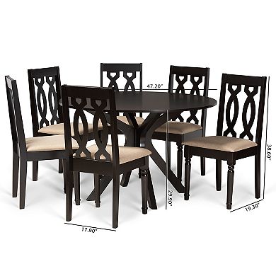 Baxton Studio Callie Dining Table & Chair 7-piece Set