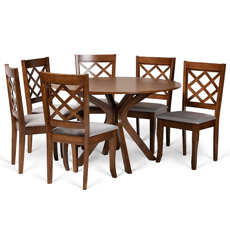 Baxton Studio Jana Dining Table & Chair 7-piece Set, Grey