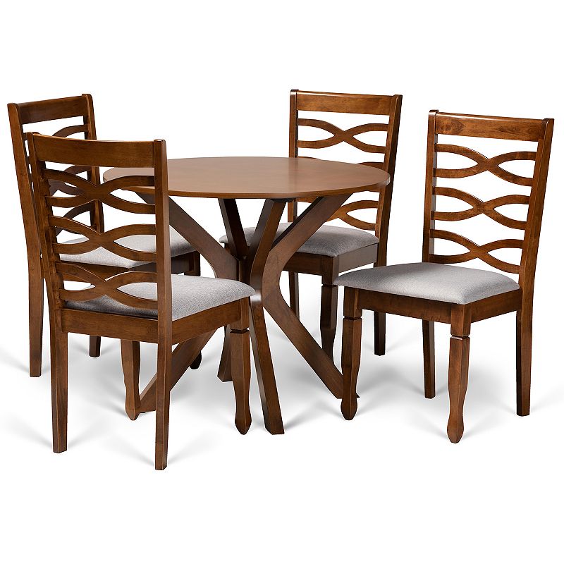 Baxton Studio Mila Dining Table & Chair 5-piece Set, Grey