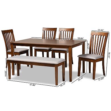 Baxton Studio Minette Dining Table & Chair 6-piece Set