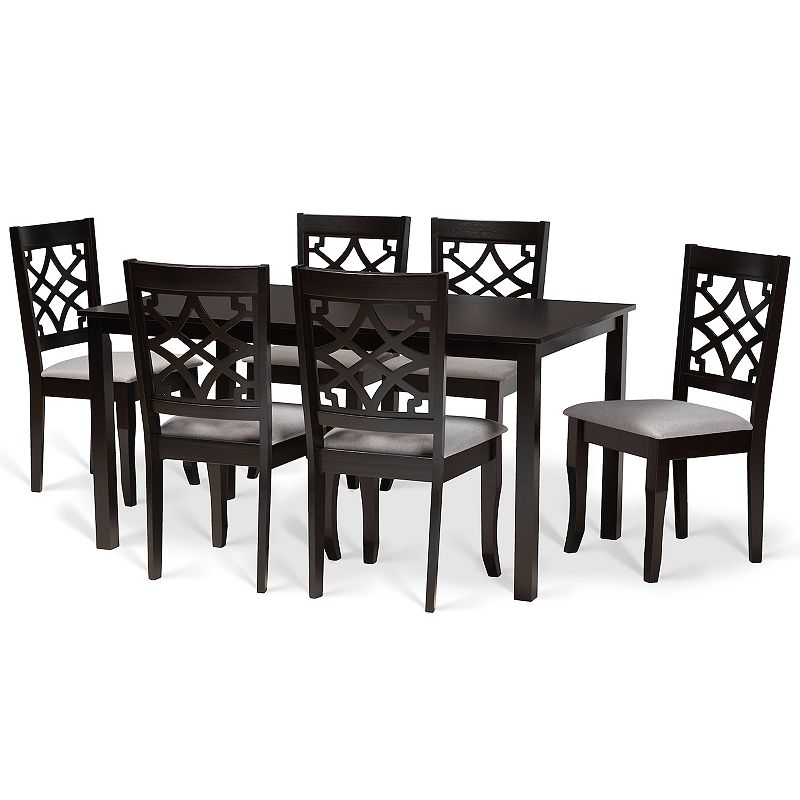 Baxton Studio Mael Dining Table & Chair 7-piece Set, Grey