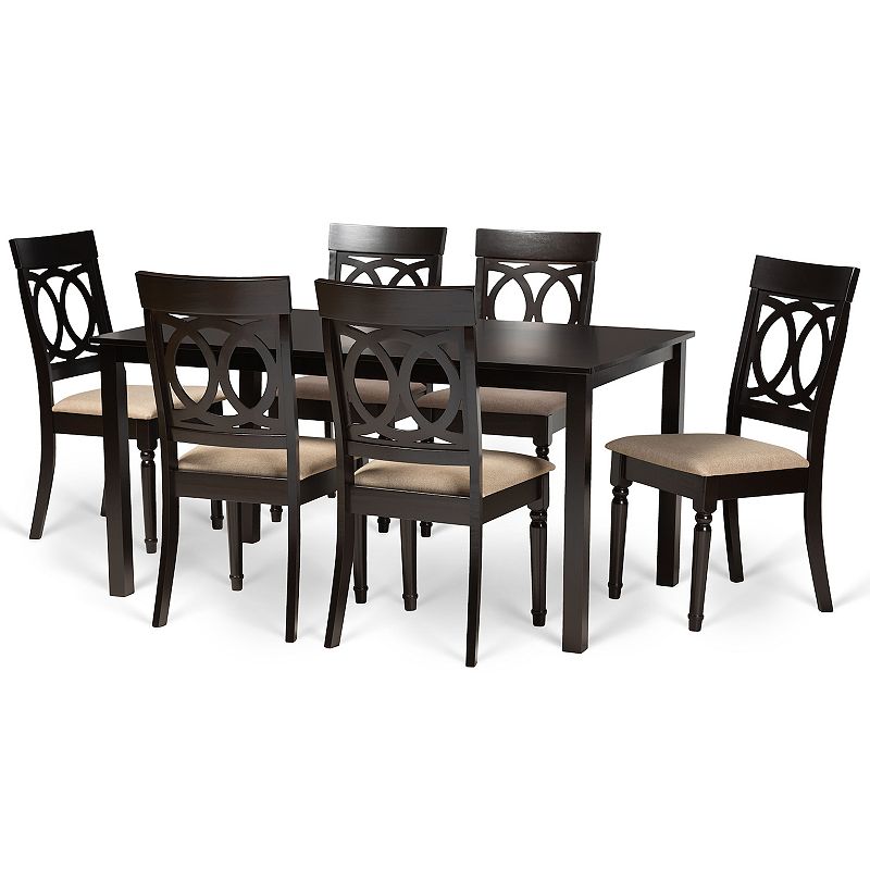 Baxton Studio Lucie Dining Table & Chair 7-piece Set, Brown