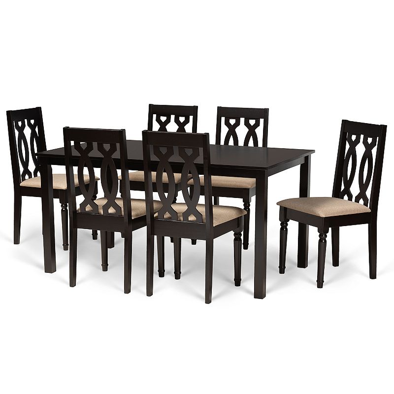 Baxton Studio Cherese Dining Table & Chair 7-piece Set, Brown
