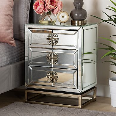 Baxton Studio Laken Mirror Nightstand Table