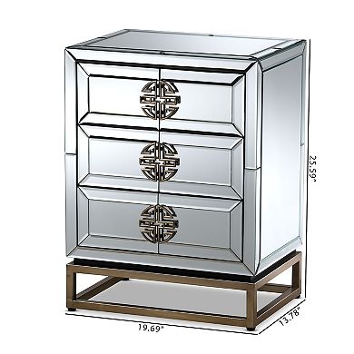 Baxton Studio Laken Mirror Nightstand Table