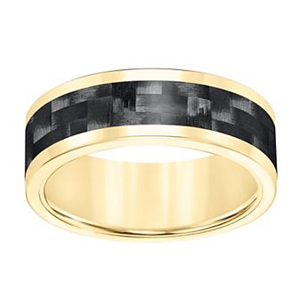 AXL Yellow Tungsten & Black Carbon Fiber Inlay Wedding Band