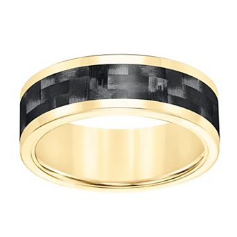 AXL Yellow Tungsten & Black Carbon Fiber Inlay Wedding Band