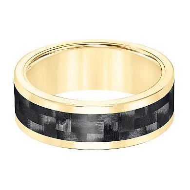 AXL Yellow Tungsten & Black Carbon Fiber Inlay Wedding Band