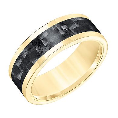 AXL Yellow Tungsten & Black Carbon Fiber Inlay Wedding Band