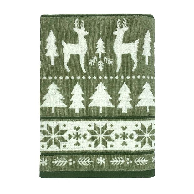 Winter Reindeer Green Organic Cotton Dish Towels, Set of 2 +