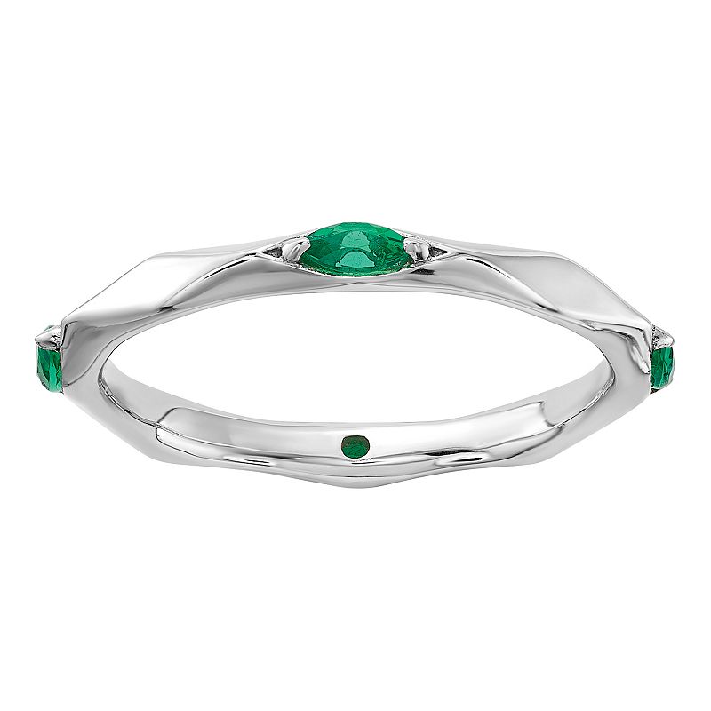 Stacks & Stones Sterling Silver Gemstone Stackable Ring, Women's, Size: 6, Created Green