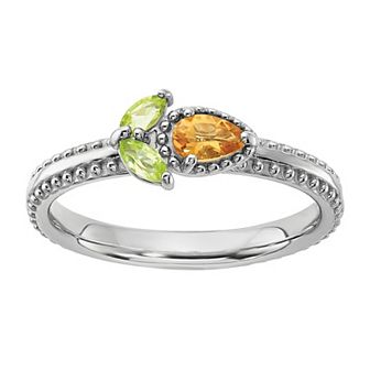 Stacks & Stones Sterling Silver Gemstone Flower Stackable Ring