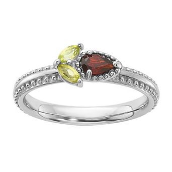 Stacks & Stones Sterling Silver Gemstone Flower Stackable Ring